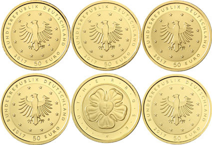 50 Euro Goldmünzen Lutherrose 2017 Deutschland 