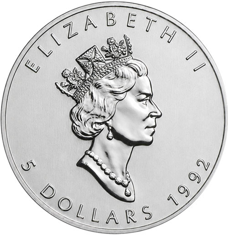 Kanada-5-Dollar-1992-1-Unze-Silber-Maple-Leaf-RS