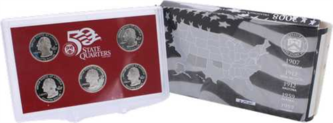USA-5xQuarter Dollar-2008-AGpp-50 States Quarters-RS
