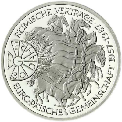 Deutschland 10 DM Silber 1987 Stgl. 30 Jahre Europäische Gemeinschaft I