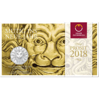 Neujahrsmünze Österreich 5 Euro Silber  2018 Löwenkraft - Mutig ins neue Jahr im Folder 