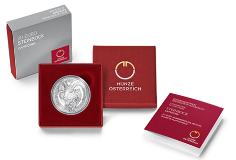 Österreich-20Euro-2025-AgPP-Sternbild-Steinbock-Rosenquarz-RS