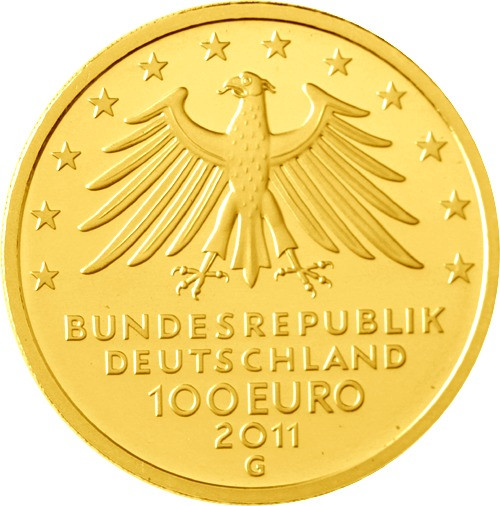 Deutschland 100 Euro 2011 stgl. UNESCO Welterbe Wartburg Mzz. nach HISTORIA-Wahl
