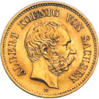 J. 260 Sachen 5 Goldmark 1877 aus dem Königreich Sachsen mit dem Motiv von  Albert