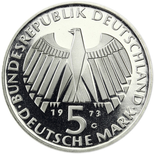 Deutschland 5 DM Silber 1973 PP Frankfurter Nationalversammlung in Münzkapsel