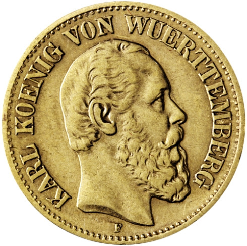 Kaiserreich-10-Mark-1874-1888-König-Karl-von-Württemberg-J-292-I