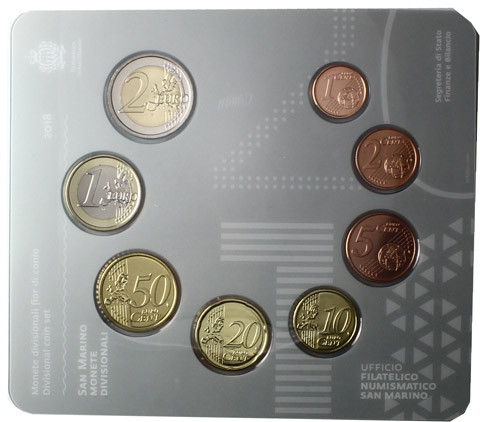 Euro-Kursmünzensätze aus San Marino 3,88 Euro 2018 im Folder  günstig kaufen