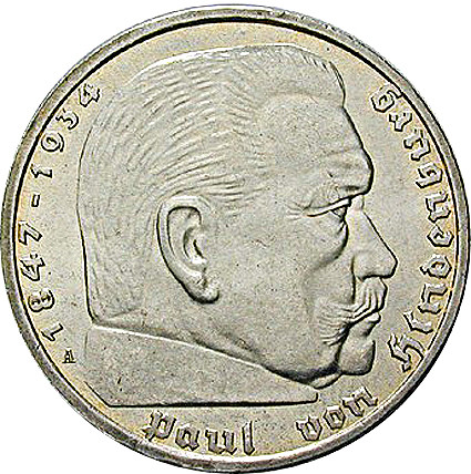 Original Reichsmark Silber Hindenburg , Garnisonskirche 