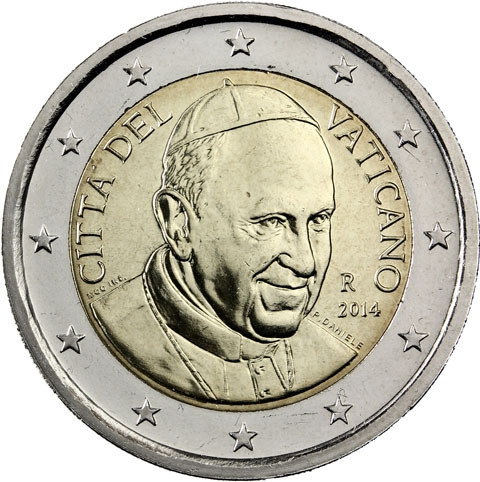 2 € Kursmünze Vatikan 2014 mit dem Motiv Papst Franziskus Gedenkmünzen Sondermünzen Münzkatalog bestellen 