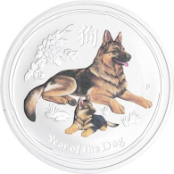 Australien-1 Dollar-2018-AGstgl-Hund-FD-Farbe-RS