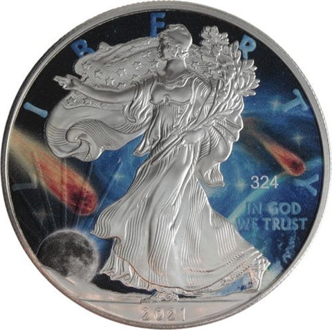 USA-1 Dollar-2021-AGstgl-FD-Farbe-Glow-Eagle Galaxy-RS