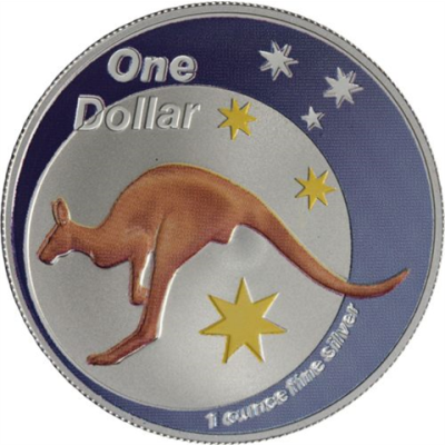 Australien-1 Dollar-2005-AGstgl-Farbe-Känguru-RS