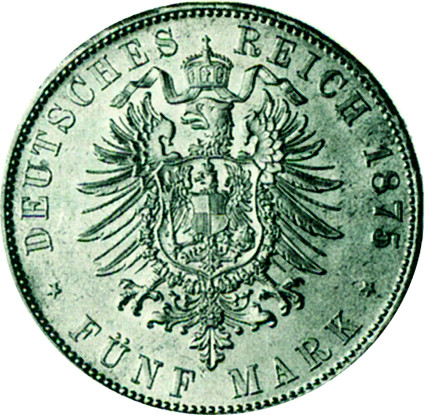 J.67 5 Mark Ludwig III Hessen 1875-1876