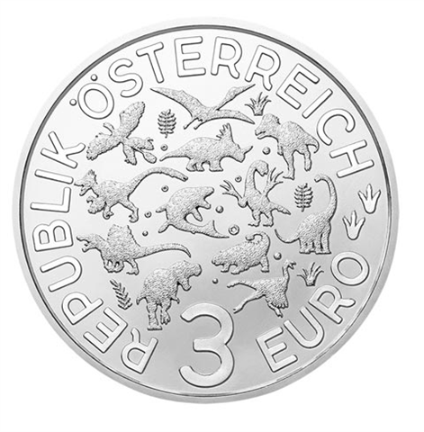 Österreich-3-Euro-2020-Tyrannosaurus-Rex-I-und-II