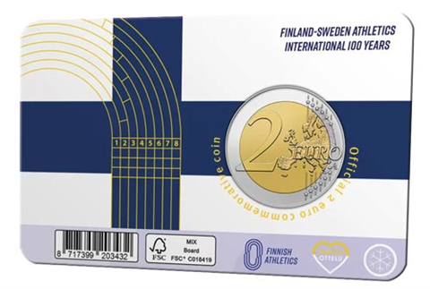 Finnland-2Euro-2025-Stgl-Coincard-weiß-Leichtathletik-RS