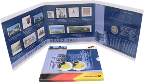 Deutschland-2Euro-Briefmarken-2017-Porta Nigra-Folder