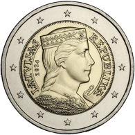 Lettland-2Euro-2024-Kursmünze-Trachtenmädchen-Milda-RS