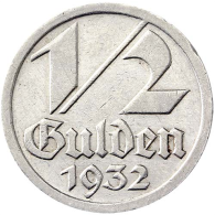 Danzig-HalberGulden-1932-SehrSchön-NI-Jäger-D14-DanzigerMünzserie2-Wappen-RS