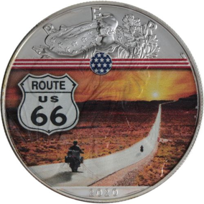 USA-1 Dollar-2020-AGstgl-FD-Farbe-Eagle Route 66-RS