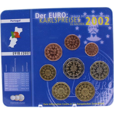 Portugal-3,88 Euro-2002-Stgl-Karlspreis Aachen-RS