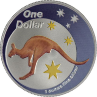 Australien-1 Dollar-2005-AGstgl-Farbe-Känguru-RS