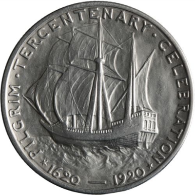 USA-HalfDollar-50centsilber-1920vz-MassaschusettsPilgerväter-RS