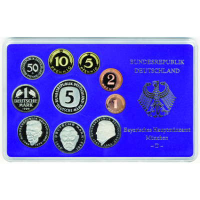 BRD 12,68 DM Kursmünzensatz 1990 PP 1 Pfennig bis 5 D-Mark