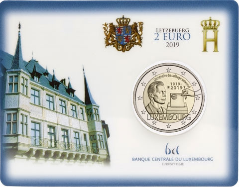 2 Euro-Gedenkmünze 2019 Coincard Luxemburg 100 Jahre Allgemeines Wahlrecht 