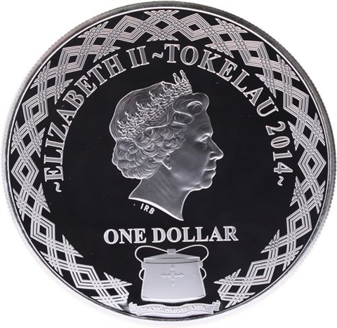 Tokelau-1 Dollar-2014-AGpp-Drei Pferde Ying Yang-Farbe-RS