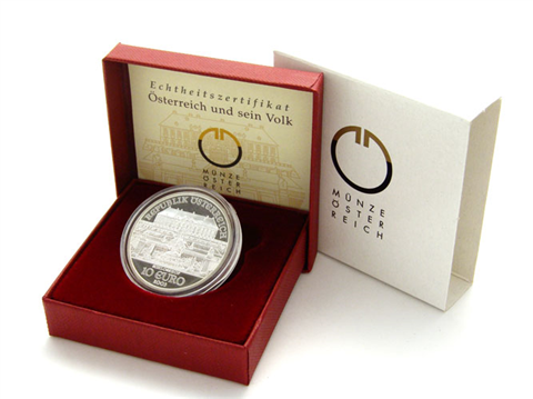 Österreich-10-Euro-2003-Silber-PP-Schloss-Hof-Etui