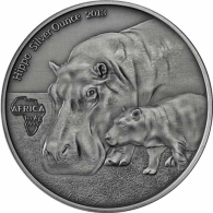 Congo-1000-Francs-Antique-Finish-2013-Nilpferd-Hippo-Silver-Ounce-I