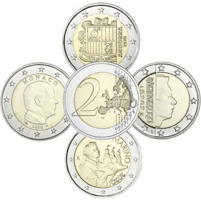 Kleinstaaten-4-x-2-Euro-2020-Andorra-Monaco-San-Marino-Luxemburg