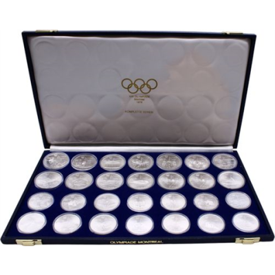 Kanada-14x10+14x5 Dollar-1973-1976-AGstgl-Olymp Montreal 76-Etui