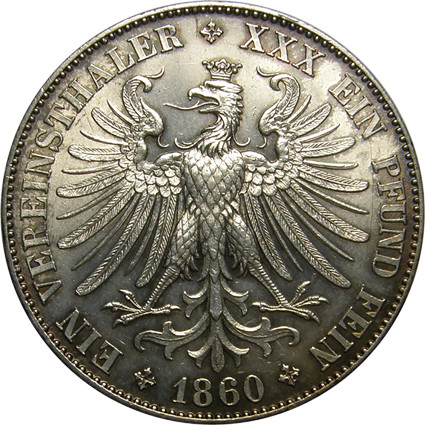 Vereinstaler  Francofurtia Freie Stadt Frankfurt  1859 -1860  Rothschild Love Dollar  