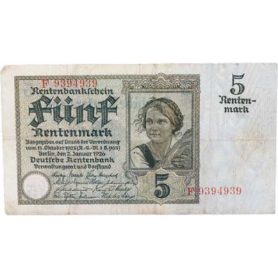 RO.164-5Rentenmark-2.1.1926-gebraucht-RS
