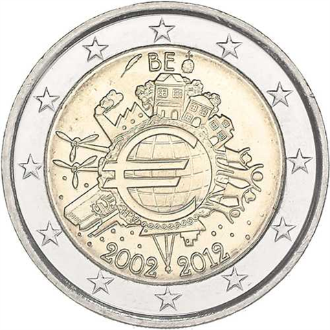 Belgien 2 Euro 2012 stgl. 10 Jahre Bargeld CC_1