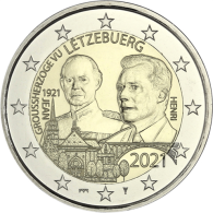 Luxemburg-2-Euro-2021-Großherzog-Jean-Reliefprägung-Mzz-I