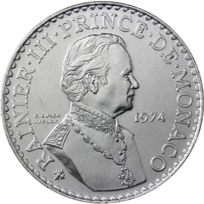 Monaco-50Francs-1974-Agbfr-Regierungsjubiläum-RS