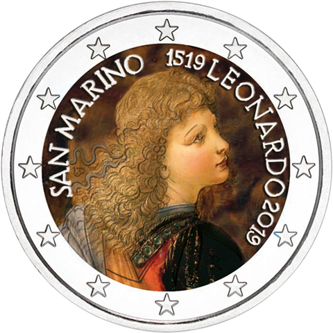 San Marino 2 Euro Leonardo da Vinci FARBE