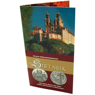 Österreich-10-Euro-2007-Silber-Hgh-Stift-Melk-Folder