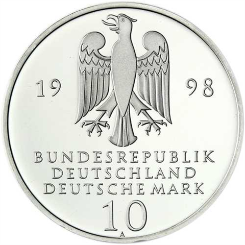 Deutschland 10 DM Silber 1998 Stgl. 300 Jahre Frankische Stiftungen I