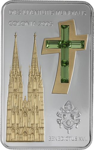 Liberia-10 Dollar-2005-AGpp-Kölner Dom mit Kreuz-RS