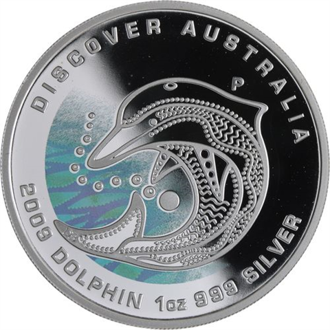 Australien-1 Dollar-2009-AGpp-Dolphin-Farbe-RS