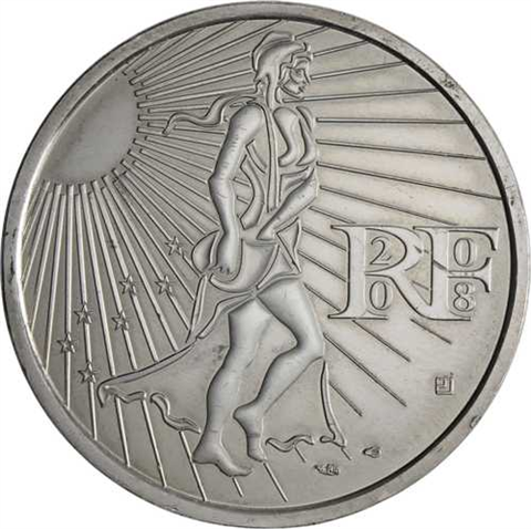 Frankreich-15 Euro-2008-AGstgl-Säerin-RS