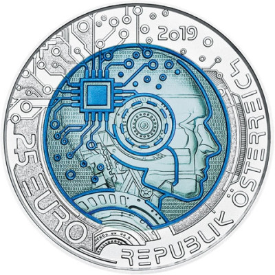 Österreich 25 Euro 2019 Silber-Niob-Münze "Künstliche Intelligenz"