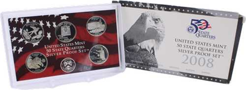 USA-5xQuarter Dollar-2008-AGpp-50 States Quarters-RS