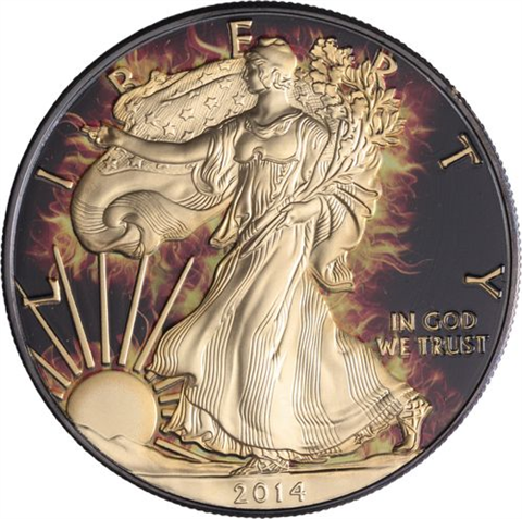 USA-1 Dollar-2014-AGstgl-Burning Liberty-Black-Ruth-vergoldet-RS