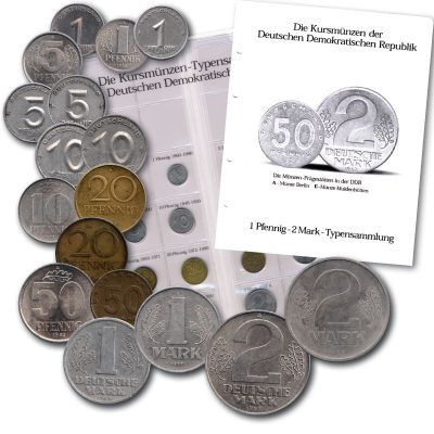 DDR Zahlgeld Typensatz – 17 Münzen von 1 Pfennig bis 2 Mark-RS