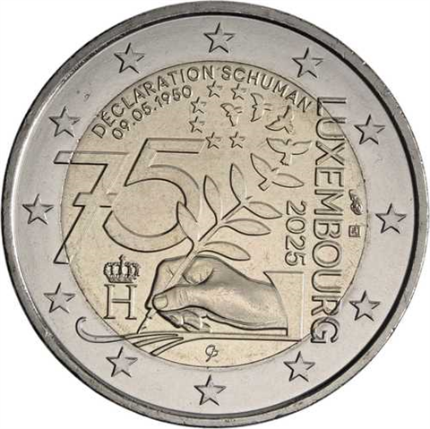 Luxemburg-2 Euro-2025-bfr-Schuman-Erklärung-RS