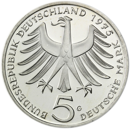 Deutschland 5 DM Gedenkmünze 1975 Albert Schweitzer 